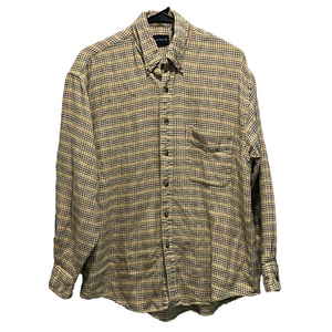 Vintage Butter Yellow with Multicolored Stitching Cotton Country Twill Flannel